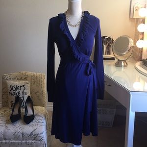 Beautiful sweater wrap dress with ruffle detail